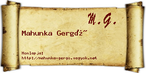 Mahunka Gergő névjegykártya